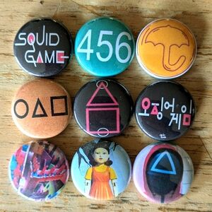 Squid Game 1 inch set of 9 pinback buttons